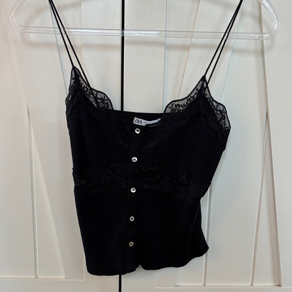 Zara Black Camisole with Lace Detail